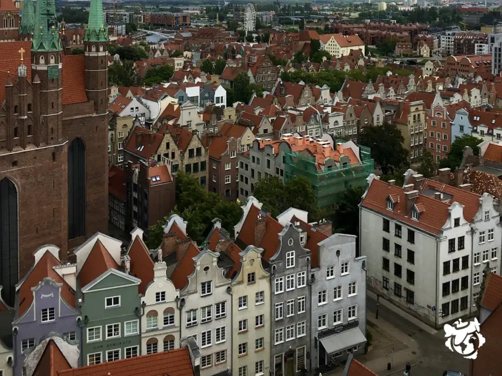 Vista panorámica de Gdansk desde la torre del Ayuntamiento